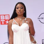 Megan Thee Stallion arrives for the 2021 BET Awards on June 27^ 2021 in Los Angeles^ CA
