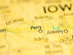 Map showing location of Perry. Iowa. USA