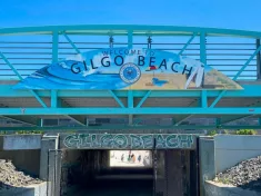 Tunnel under Ocean Parkway to enter Gilgo Beach and the Atlantic Ocean.Babylon^ New York^ USA - 14 May 2023.