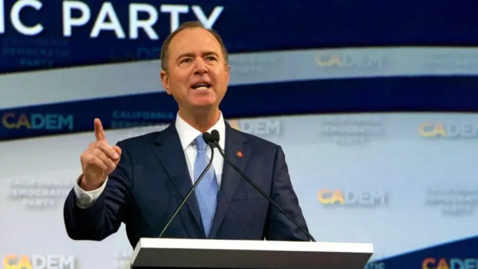Senator Adam Schiff speaking at the Democratic Party Endorsing Convention in Long Beach^ CA. Long Beach^ CA - Nov 16^ 2019