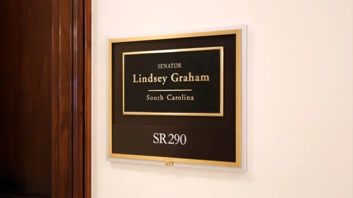 The entrance to the office of Senator Lindsey Graham in Washington^ DC on July 18^ 2017. Lindsey Graham is the senior United States Senator from South Carolina.