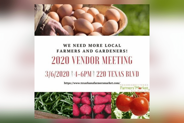 Vendor Meeting 2020 Texarkana Farmers Market