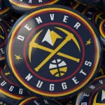 3d rendering of multiple badges with the Logo of Denver Nuggets^ NBA Basketball Team