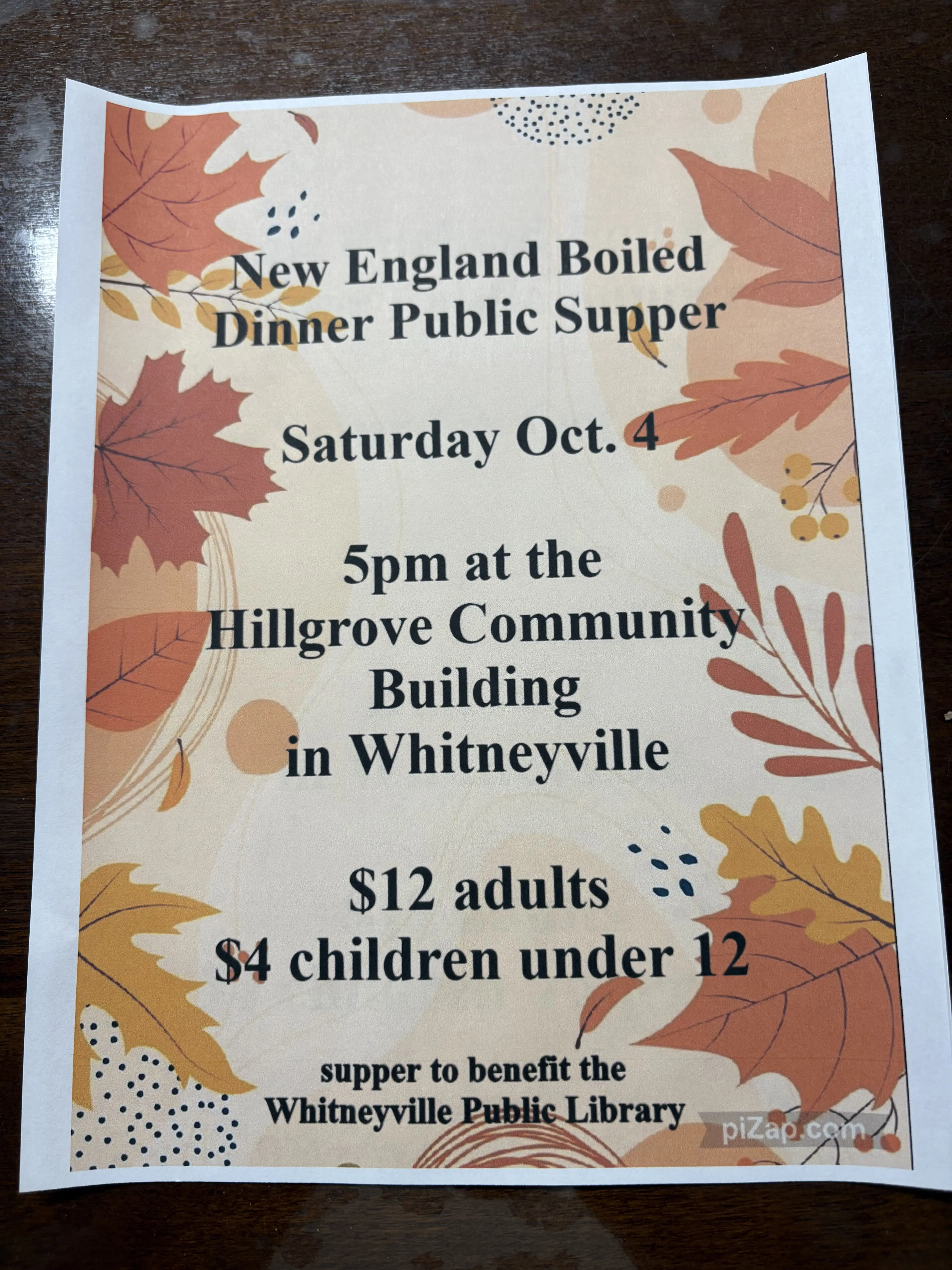 New England Boiled Dinner Public Supper – October 4 at 5 PM
