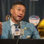Marcus Freeman (Notre Dame)^ responds to questions during the Head Coach Presser (Capital One Orange Bowl) at the Le Meridien Hotel. Dania Beach^ FL USA - January 08^ 2025