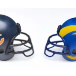 NFL Football helmets of the Chicago Bears and Los Angeles Rams