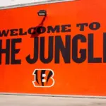 The 65^515 seat Paycor Stadium on the banks of the Ohio River is home to the NFL Cincinnati Bengals Cincinnati^ OH^ USA - March 17^ 2024 'Welcome To the Jungle' sign with'Bengals' logo