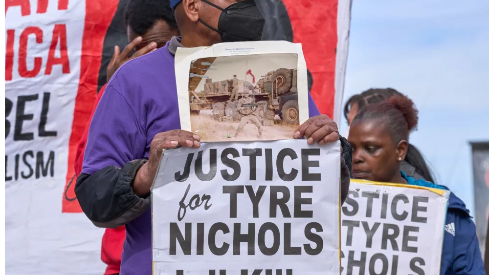 The citizens of Atlanta protest the murder of Tyre Nichols. unarmed and beaten to death in Memphis Tennessee by 5 police officers. ATLANTA, GEORGIA - JANUARY 28, 2023