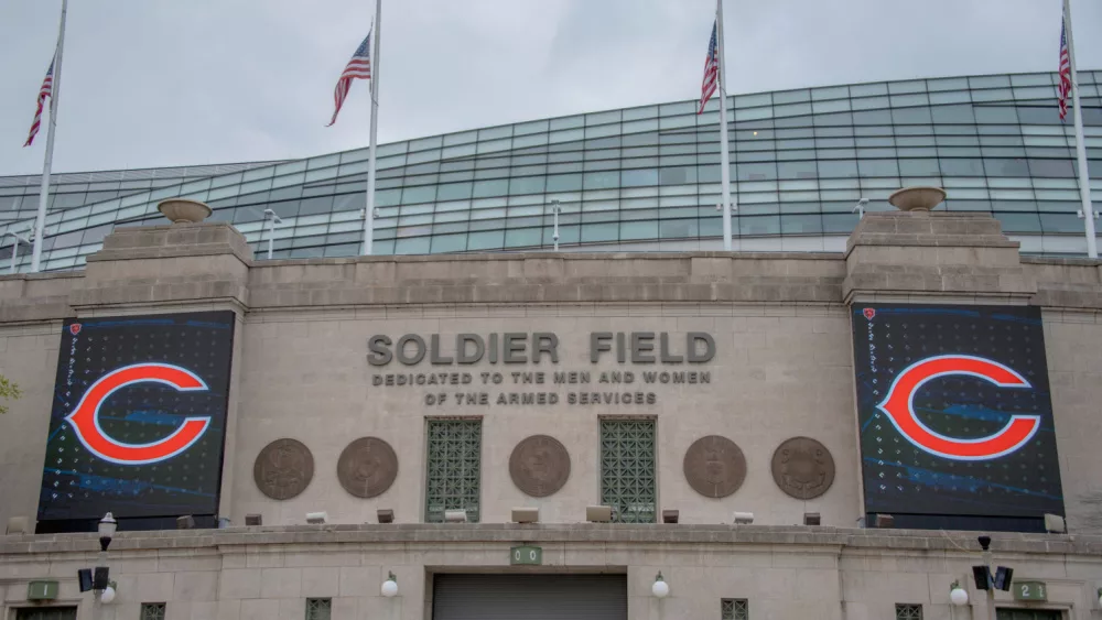 Soldier Field exterior with Chicago Bears logo Chicago, IL