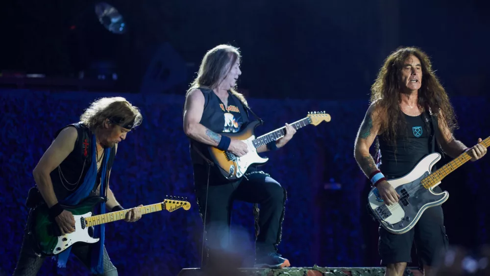 Iron Maiden performing live at Wanda Metropolitano stadium in Madrid, Spain JULY 14, 2018