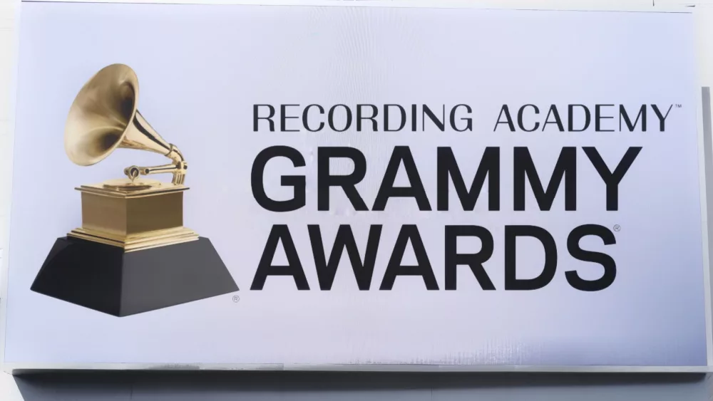 RECORDING ACADEMY, GRAMMY AWARDS logo seen on billboard