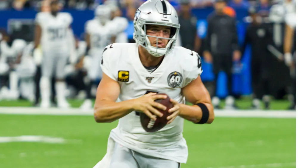 Derek Carr #4 - 9/29/19 at Lucas Oil Stadium in Indianapolis IN