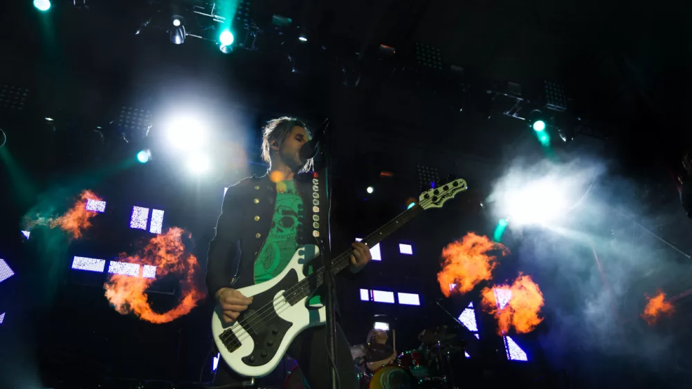 Shinedown bassist Eric Bass at the Rockstar Uproar Festival on September 25, 2012 in Nampa, Idaho.
