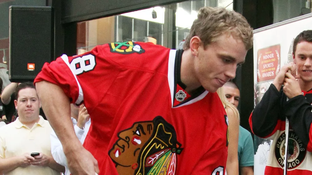 Patrick Kane of the Chicago Blackhawks at the NHL Powered by Reebok store on September 8, 2010 in New York City.