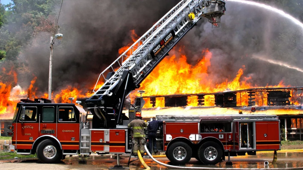 Firefighters fighting fire during training on October 15, 2009 in Ohio