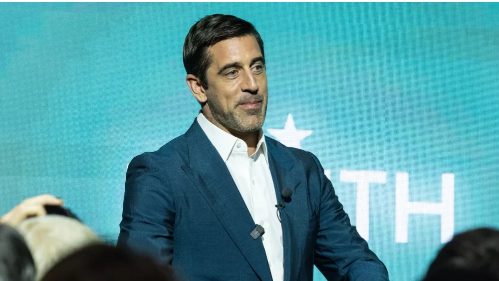 Aaron Rodgers at LVMH Tower in New York on October 30, 2023