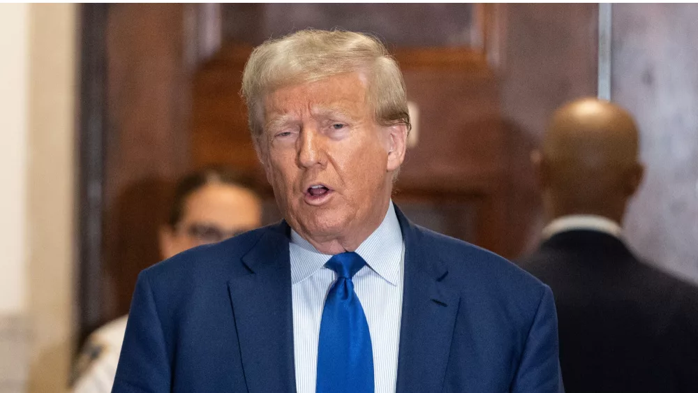 Former President Donald Trump at civil fraud trial at New York State Court on October 25, 2023