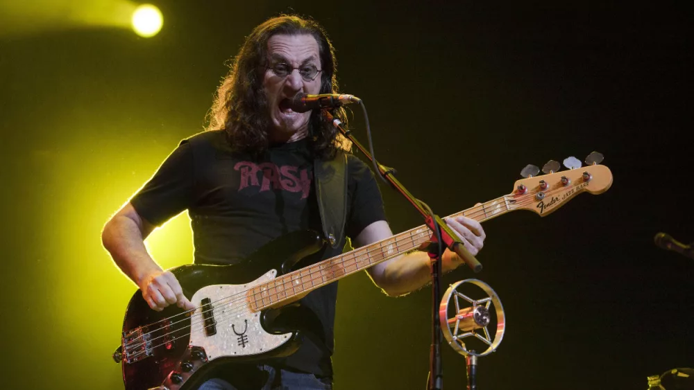 Geddy Lee of Rush at the Gibson Amphitheater in Universal City, CA on June 22, 2011.