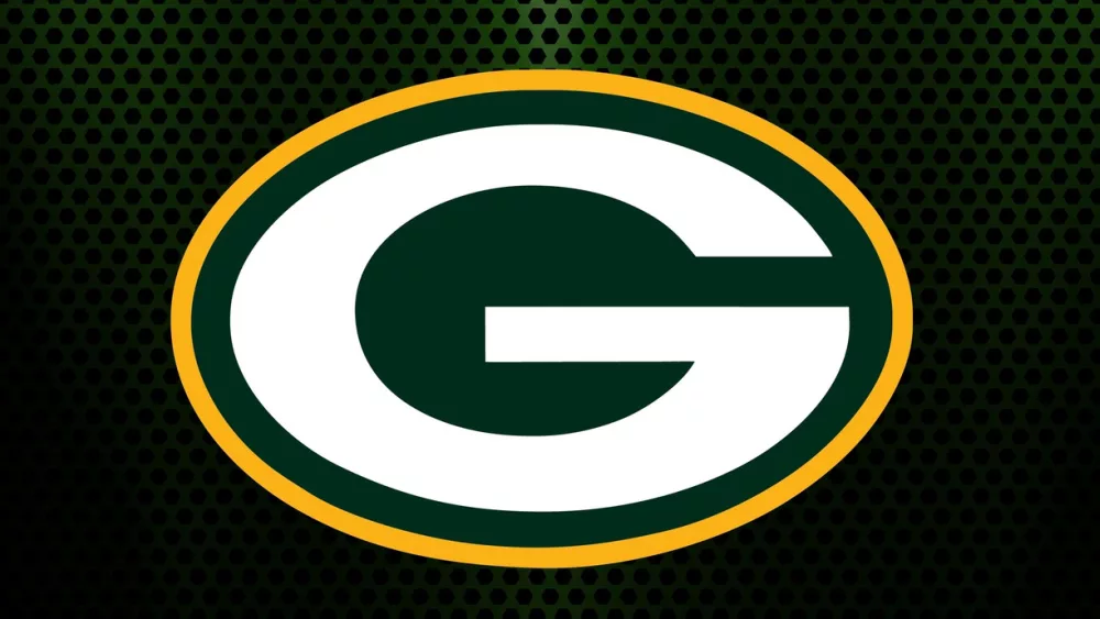 Green Bay Packers logo, with carbon background