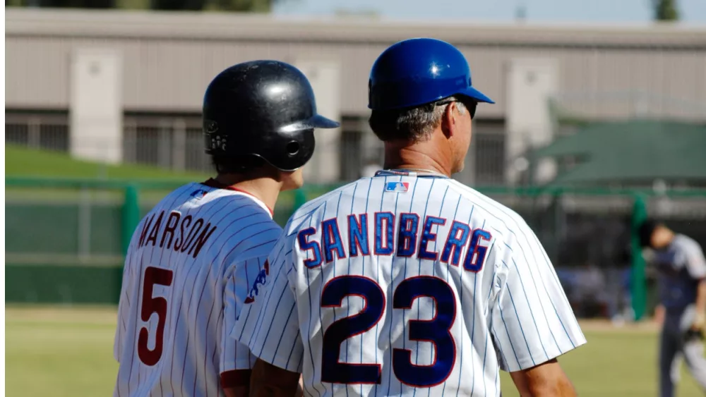 Baseball Hall of Famer Ryne Sandberg in the Arizona Fall League game with the Scottsdale Scorpions on November 20, 2008 in Mesa, Arizona