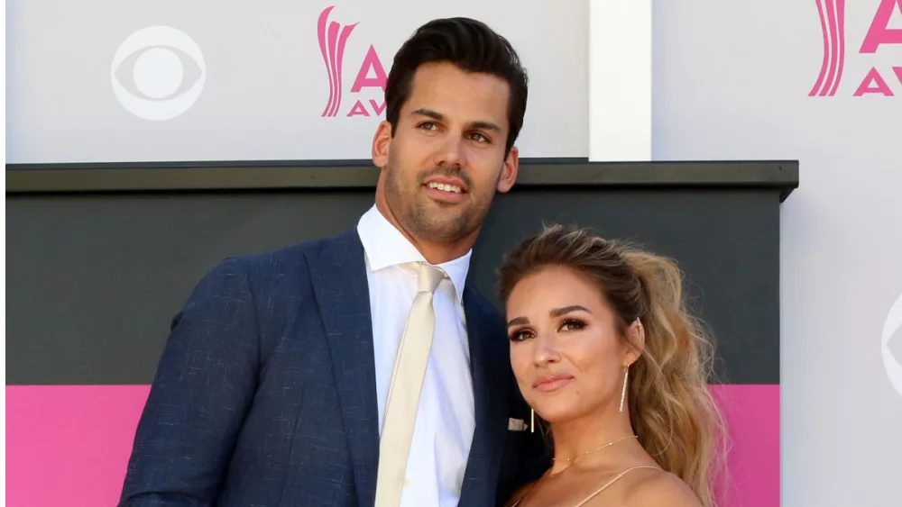 Eric Decker, Jessie James Decker at T-Mobile Arena on April 2, 2017 in Las Vegas, NV
