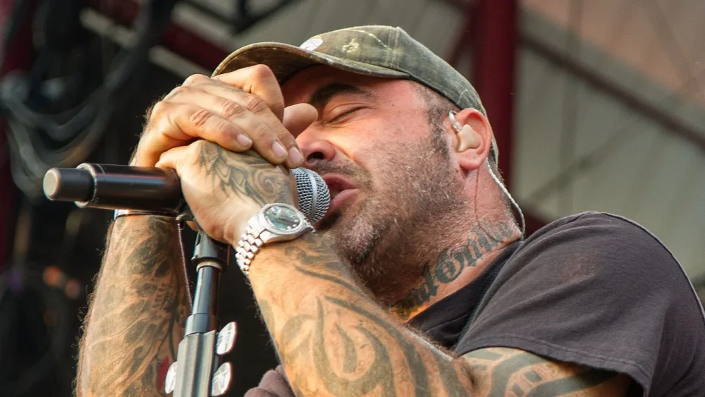 Staind frontman Aaron Lewis at the Rockstar Uproar Festival on September 25, 2012 in Nampa, Idaho.