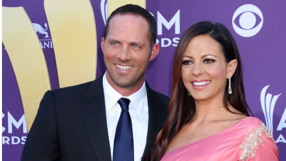 Sara Evans, husband Jay Baker at the 2012 Academy of Country Music Awards at MGM Grand Garden Arena on April 1, 2012 in Las Vegas, NV.