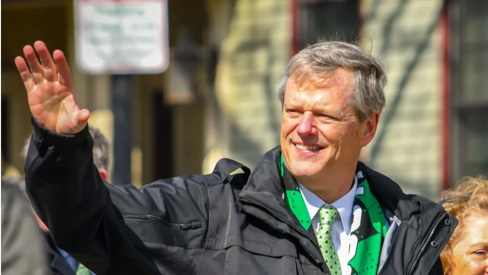 Massachusetts Governor Charlie Baker / NCAA president at the St Patrick's Day Parade; Boston,MA - 3/17/19