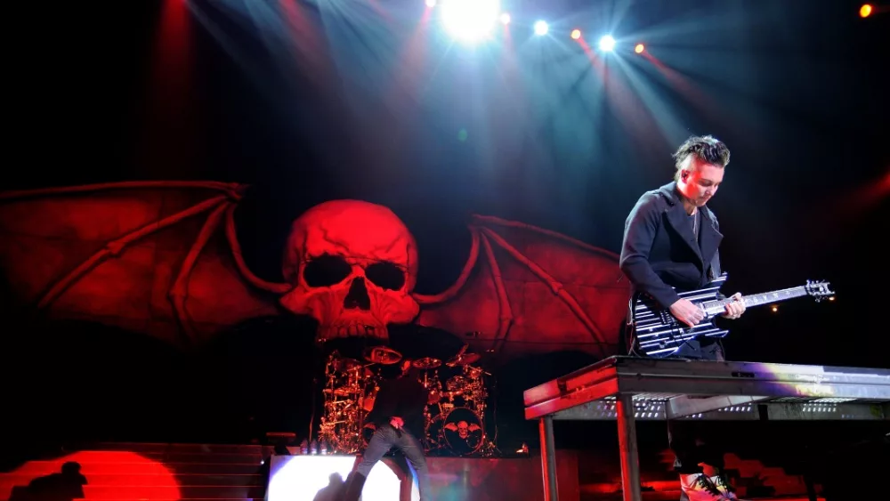 Avenged Sevenfold performs at Olimpic de Badalona stage on November 25, 2013 in Barcelona, Spain.