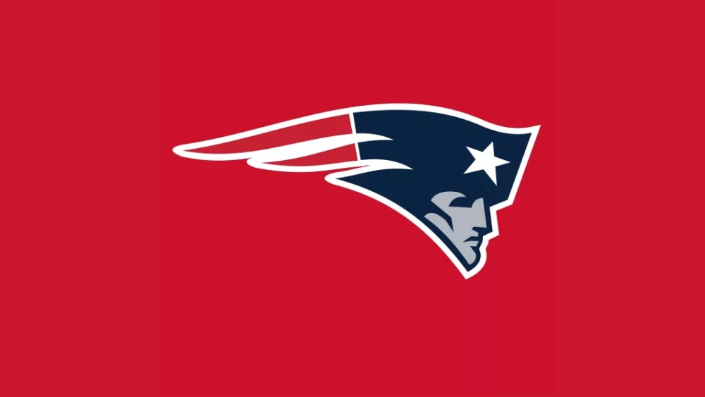 Logo of the New England Patriots, NFL Football team on red background