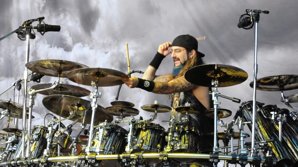 DRUMMER Mike Portnoy of Dream Theater performs in concert June 14, 2010 at the Comfort Dental Amphitheater in Denver, CO.