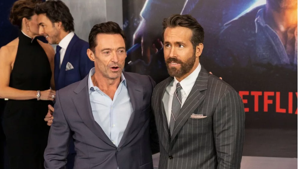 Hugh Jackman and Ryan Reynolds attend The Adam Project by Netflix premiere at Alice Tully Hall; New York, NY - February 28, 2022