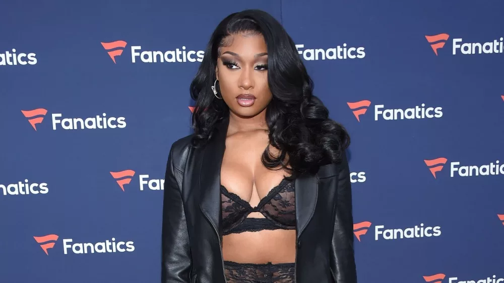 Megan Thee Stallion arrives for Michael Rubin's 2022 Fanatics Super Bowl Party on February 12, 2022 in Culver City, CA