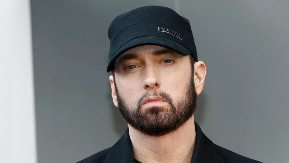 Eminem aka Marshall Bruce Mathers III at the 50 Cent Star Ceremony on the Hollywood Walk of Fame on January 30, 2019 in Los Angeles, CA