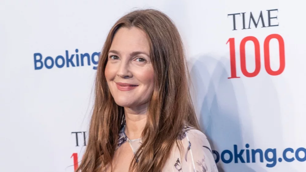 Drew Barrymore wearing dress by Oscar de la Renta attends 2023 TIME100 Gala at Jazz at Lincoln Center in New York on April 26, 2023