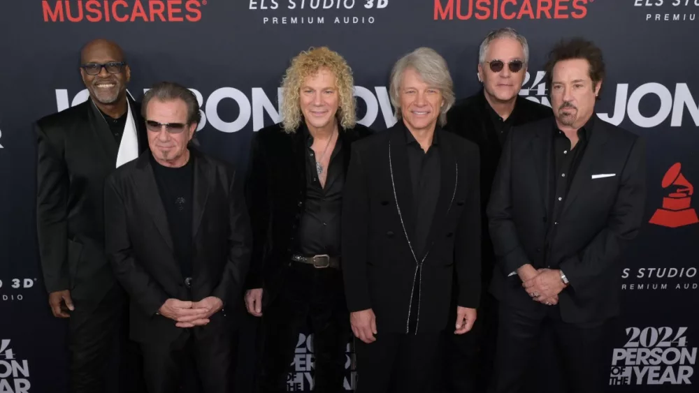 Phil X, David Bryan, Jon Bon Jovi, Hugh McDonald and Tico Torres of Bon Jovi at the MusiCares Person of the Year Gala. LOS ANGELES, USA. February 02, 2024