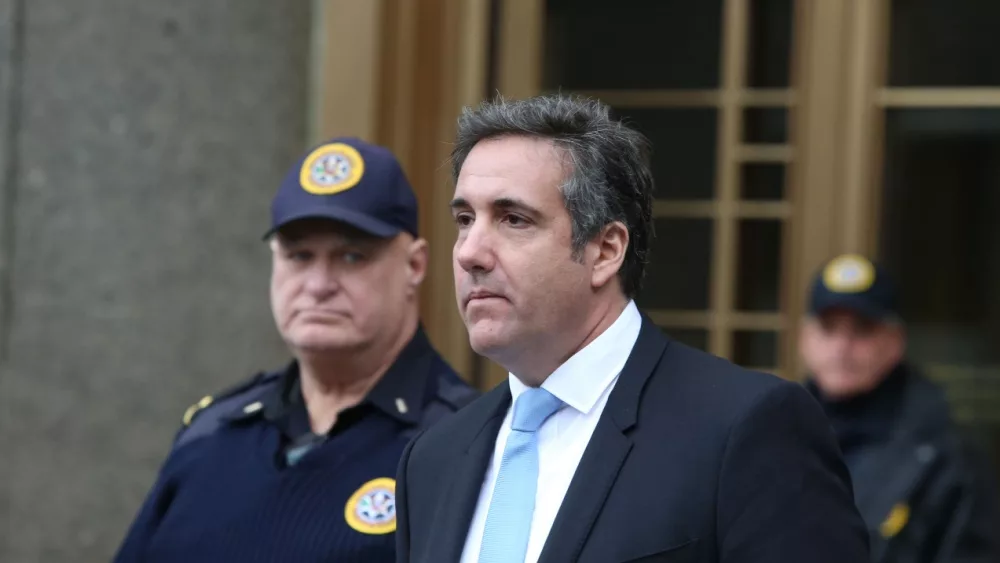 NEW YORK CITY - APRIL 16 2018: Donald Trump's personal attorney, Michael Cohen & adult film star, Stormy Daniels appeared in federal court in Lower Manhattan. Michael Cohen leaves court after hearing