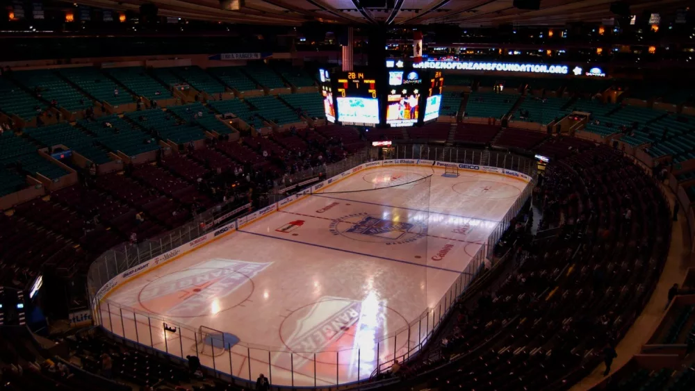 Madison Square Garden ice shortly before the Rangers and Florida Panthers took the ice. NEW YORK ,NY