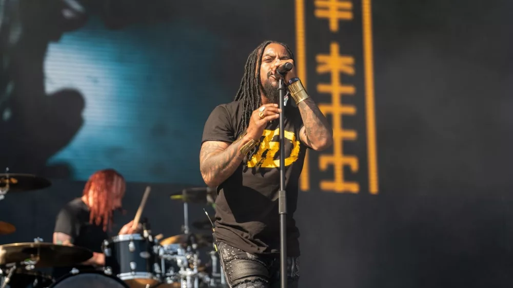 Sevendust perform at the Sick New World music festival. LAS VEGAS, NEVADA - May 13, 2023