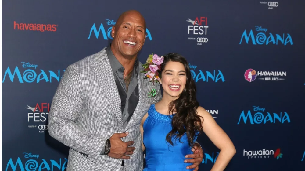 Dwayne Johnson, Auli'i Cravalho at the "Moana" at TCL Chinese Theater IMAX on November 14, 2016 in Los Angeles, CA