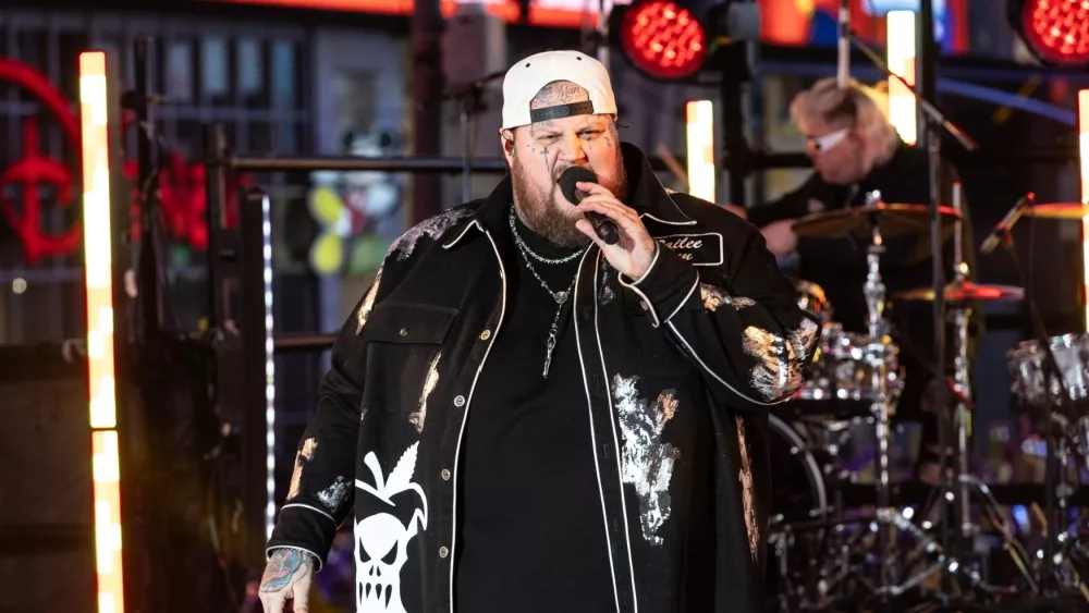 Jelly Roll performs on stage during 2024 New Year's celebration on Times Square in New York on December 31, 2023.