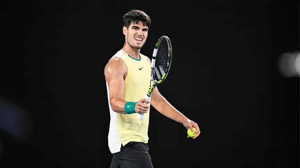 Carlos Alcaraz during the Australian Open AO 2024 Grand Slam tennis tournament on January 24, 2024 at Melbourne Park in Melbourne, Australia.