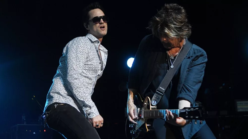 Vocalist Jeff Gutt and guitarist Dean DeLeo, from the band Stone Temple Pilots, during a show at Km de Vantagens Hall in the city of Rio de Janeiro. Rio de Janeiro, February 15, 2019.