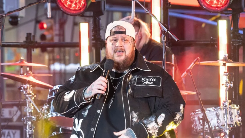 Jelly Roll performs on stage during 2024 New Year's celebration on Times Square in New York on December 31, 2023.