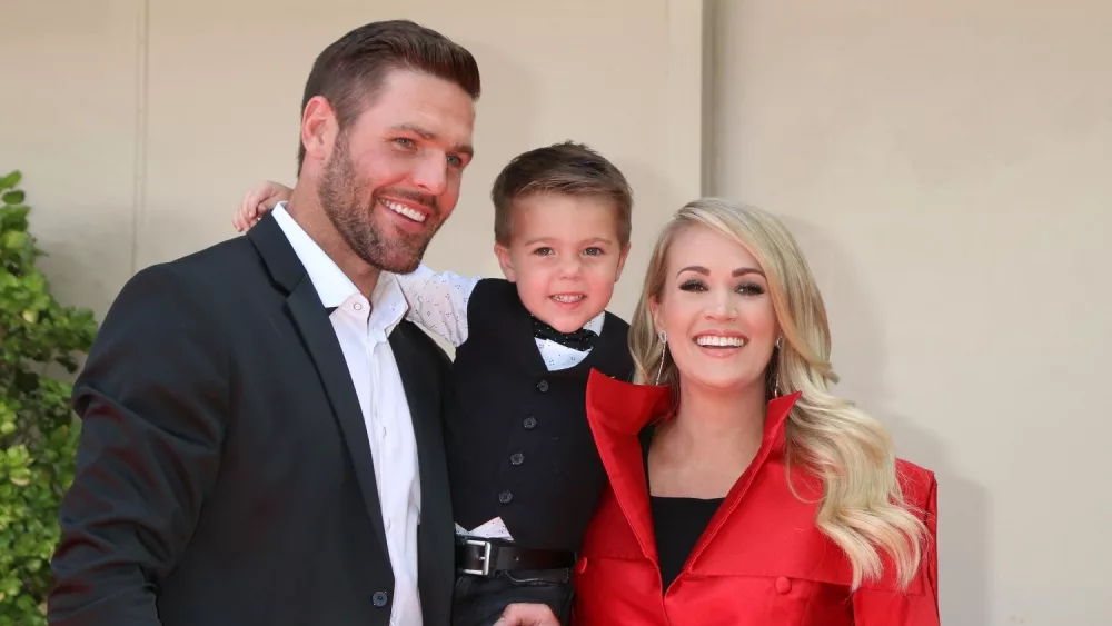 Mike Fisher, Isaiah Fisher, Carrie Underwood at the Carrie Underwood Star Ceremony on the Hollywood Walk of Fame on September 20, 2018 in Los Angeles, CA