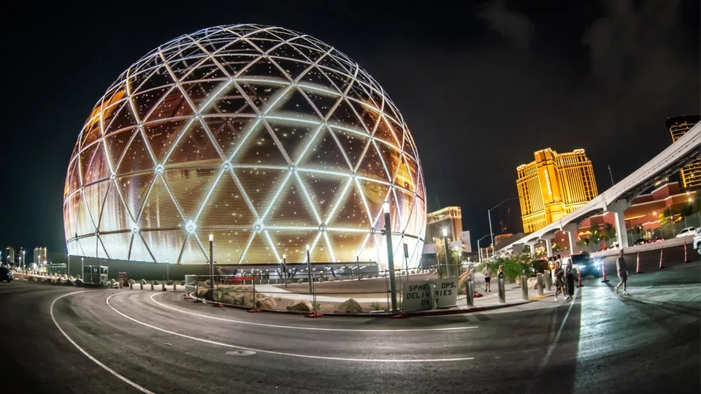 MSG Sphere is lit up in Las Vegas, Nevada Las Vegas, Nevada, USA, 25 August 2023: