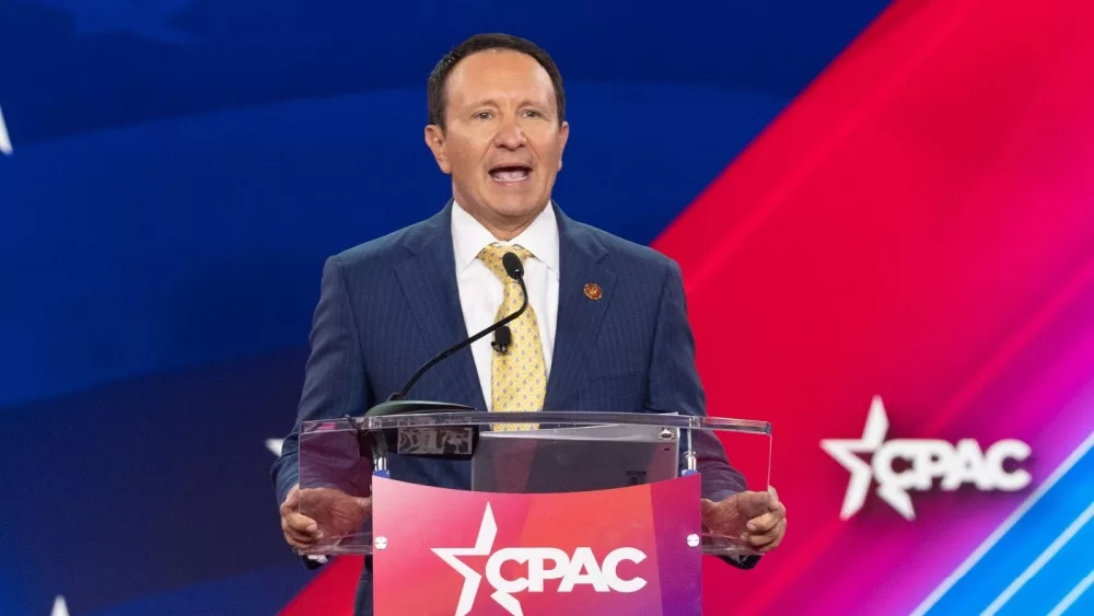 Louisiana Gov (former Atty General) Jeff Landry speaks during CPAC Texas 2022 conference at Hilton Anatole. Dallas, TX - August 4, 2022