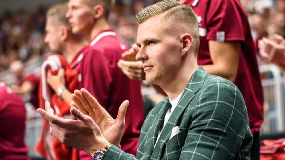 Kristaps Porzingis at National men's basketball team of Latvia and National men's basketball team of Russia. RIGA, LATVIA - 25.06.2018