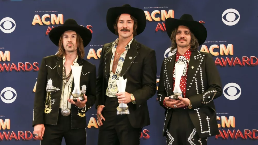 (L-R) Jess Carson, Mark Wystrach and Cameron Duddy of Midland attend the 53rd Annual Academy of Country Music Awards on April 15, 2018 at MGM Grand in Las Vegas, Nevada.