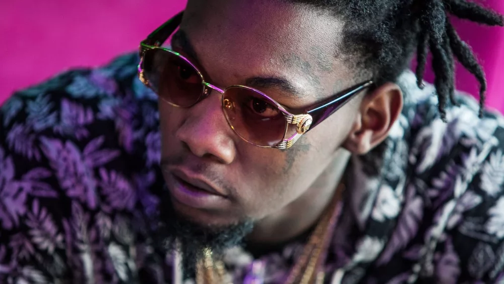 Rapper Offset from Migos band. Kiari Kendrell Cephus aka Off Set on press conference. MOSCOW - 27, MARCH, 2015